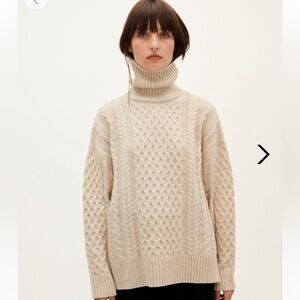 Maison Standards Casey Wool Blend Turtleneck sweater cable knit beige ecru